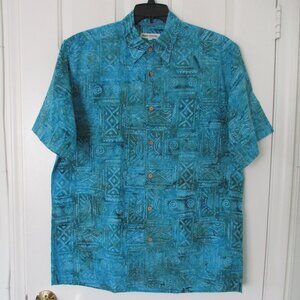 Basic Options Mens S/S Blue Cotton Casual Hawaiian Shirt NWOT - Size Large
